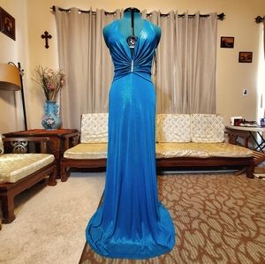 NWT Fanny Fashion Blue Teal Evening Gown Size M